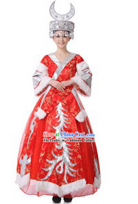 Traditional Chinese Miao Tribe Clothing and Hat for Brides