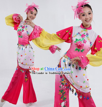 Traditional Chinese Flower Contemporary Costumes and Headpiece for Women