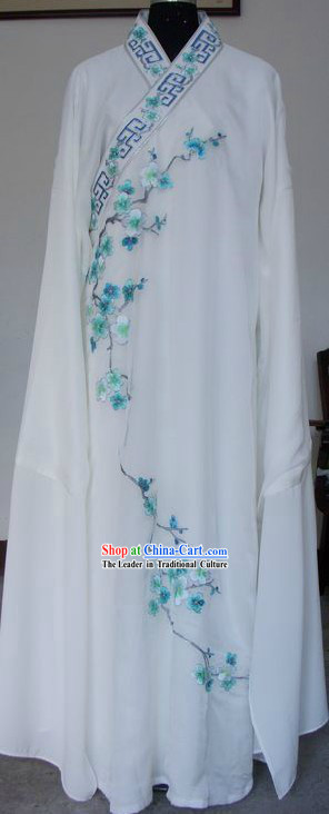 Ancient Chinese White Long Sleeve Robe for Men
