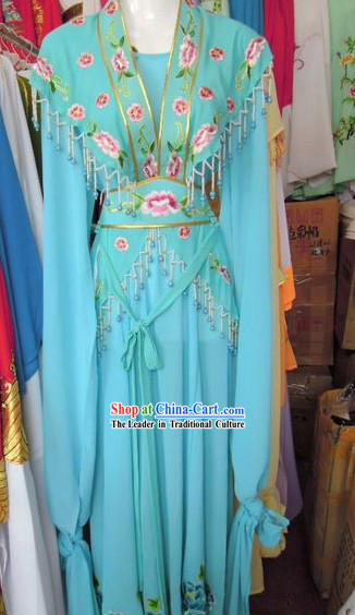 Ancient Chinese Opera Blue Young Lady Costumes