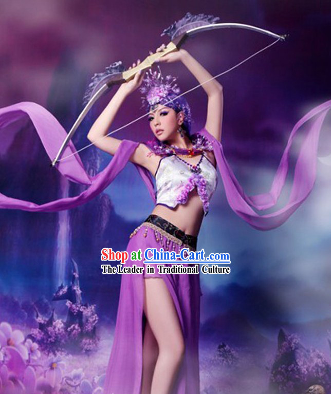 Ancient Chinese Dunhuang Fei Tian Dancer Costumes and Headpiece for Women