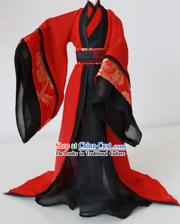 Ancient Chinese Red and Black Wedding Dress for Men