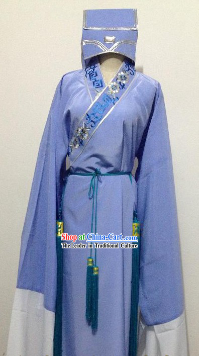 Ancient Chinese Purple Xiao Sheng Young Men Costumes and Hat for Men