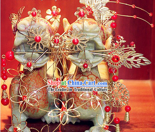 Romantic Chinese Golden Flower Hair Accessories