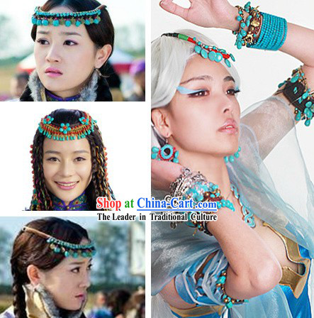 Ancient Chinese Princess Blue Stone Forehead Accessories