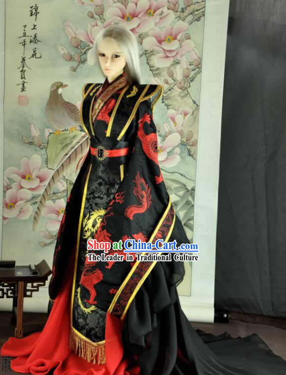 Ancient Chinese Black Dragon Costumes for Men