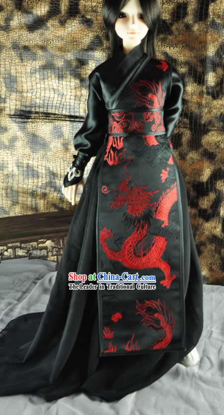 Ancient Chinese Black Dragon Costume for Men