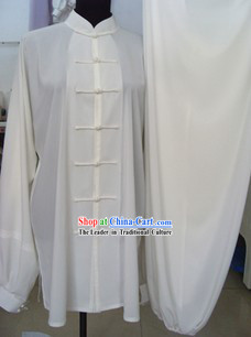 Traditional Chinese White Silk Tai Ji Clothing