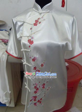 Traditional Chinese Plum Blossom Silk Kung Fu Shirt and Pants