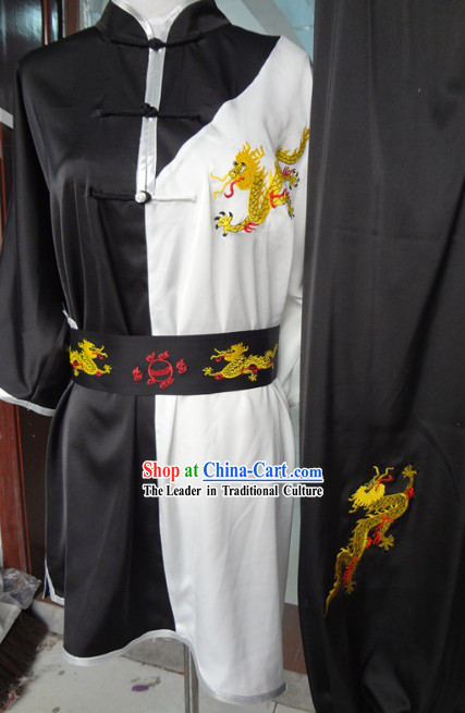 Traditional Chinese Black and White Dragon Martial Arts Wu Shu Dresses