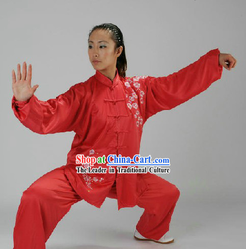 Traditional Chinese Red Taiji Martial Arts Clothing for Women