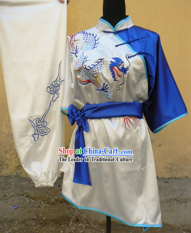 Traditional Chinese Short Sleeve Dragon Embroidery Contest Martial Arts Clothes