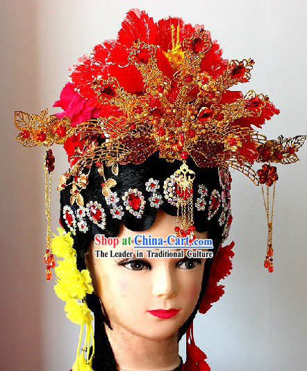 Traditional Chinese Phoenix Coronet Hair Accessories and Long Wig
