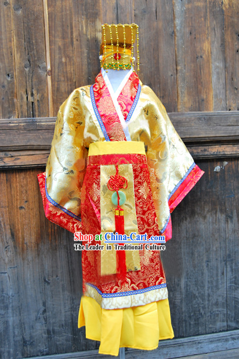 Ancient Chinese Emperor Costume and Hat for Children