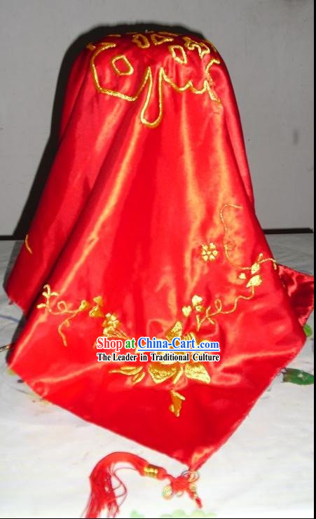 Traditional Chinese Dragon and Phoenix Hands Embroidered Wedding Veil for Brides
