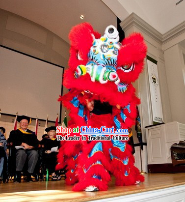 Supreme Blue and Red Ceremony Chinese Lion Dance Costume Complete Set