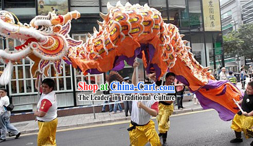 Orange Chinese New Year Big Dragon Dance Costumes