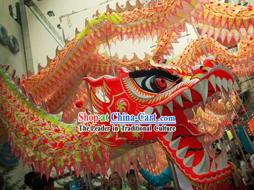 Reflected Color Spring Festival Dragon Dance Head and Body Costume for 15 to 16 People