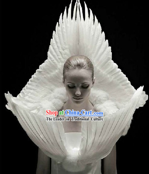 White Angel Feather Style Stage Performance Costume for Dancer