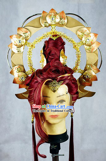 Chinese Classic Stage Performance Wig and Accessories for Men