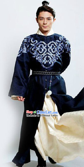 Ming Dynasty Deep Blue Clothing for Men