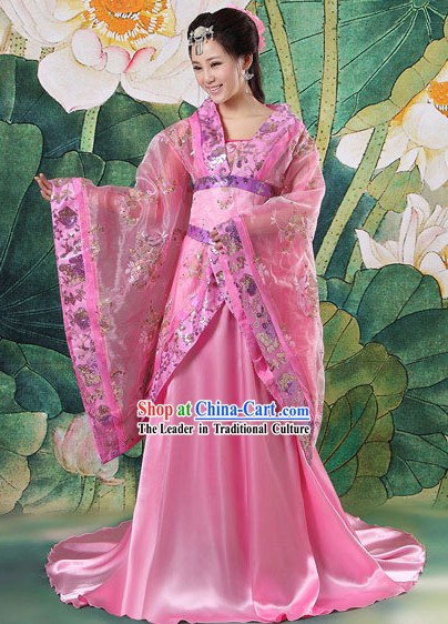 Ancient Chinese Pink Tang Dynasty Princess Clothing Complete Set