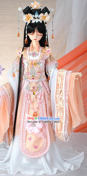 Ancient Chinese Wig, Hair Accessories and Flower Fairy Costumes Complete Set