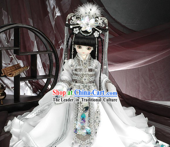 Pure White China Princess Cosplay Complete Set for Kids