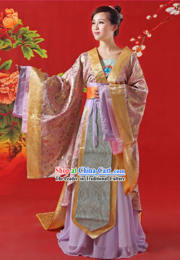 Ancient Chinese Tang Dynasty Princess Clothes and Hair Accessories Complete Set