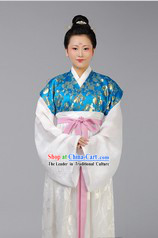 Blue Ancient Chinese Tang Dynasty Clothing for Women