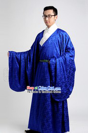 Blue Ancient Chinese Han Fu Robe and Clothing for Men