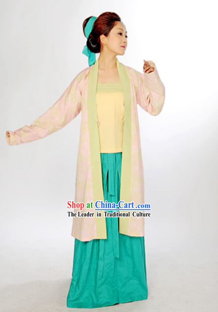 Ancient China Civilian Robe Costume and Headpiece for Women