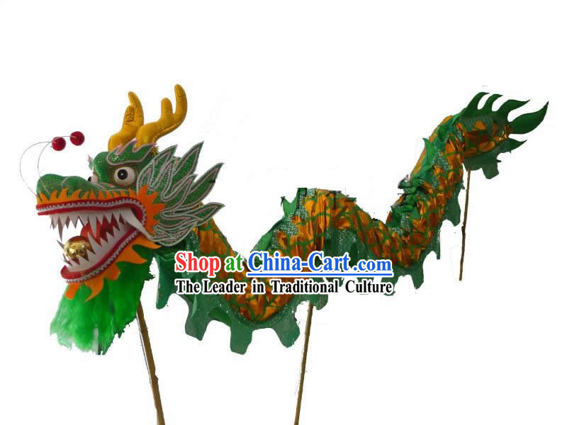 Traditional Chinese Shinning Green and Golden Dragon Dance Costumes for Three or Four Adults