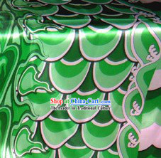 Traditional Green Chinese Dragon Dance Scale Fabric