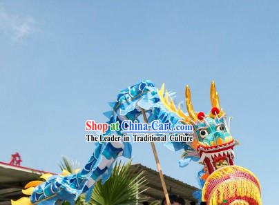 4 Meters Blue Traditional Dragon Dance Costume for Three to Four Infants School Children