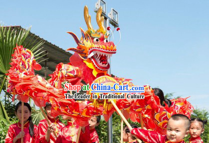 10 Meters Red Traditional Dragon Dance Costume for 9-10 Nursery School Kids