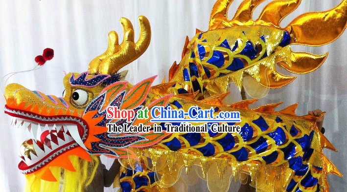 Shinning Blue and Gold Dragon Dancing Prop for Nine or Ten Dancers