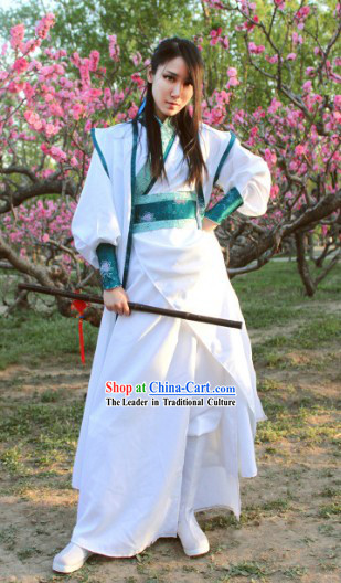 Ancient Chinese White Swordsman Costumes Unisex Free Worldwide Shipping