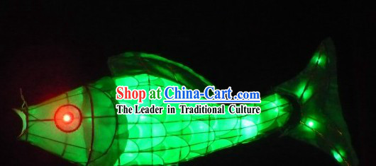 Traditional Green Chinese New Year Fish Carp Lantern for Display or Performance