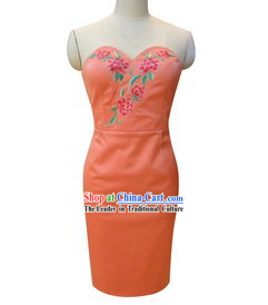 Unique Design Embroidered Pink Short Evening Dress
