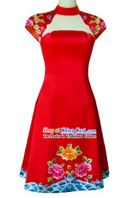 New Design Embroidered Phoenix Flower Evening Dress for Brides