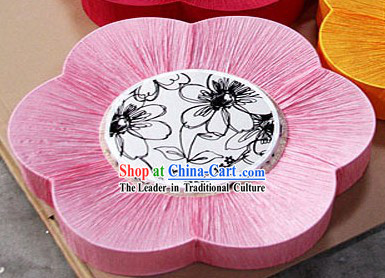 Unique Chinese Pink Mandarin Fabric Style Ocean Flower Lanterns