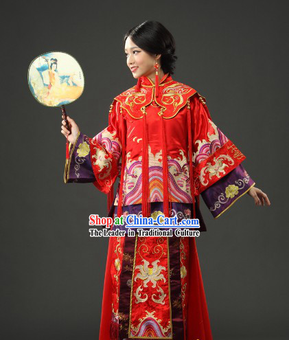 Traditional Chinese Red Xiu He Style Wedding Suit Clothing for Brides