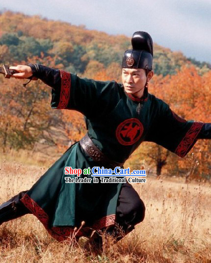 Flying Daggers Shi Mian Mai Fu Ancient Chinese Green Captor Costume and Hat