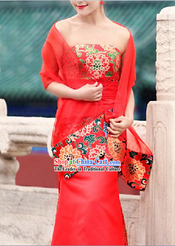 Classical Chinese Folk Wedding Evening Dress Long Skirt for Women