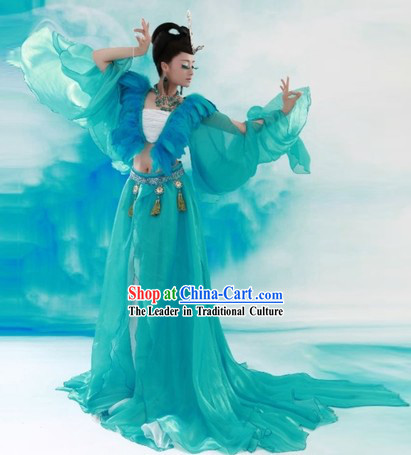 Ancient Chinese Classical Green Peacock Love Costumes for Women