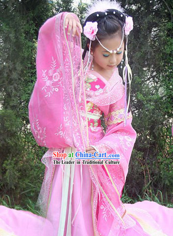 Traditional Chinese Imperial Pink Princess Outfit for Kids