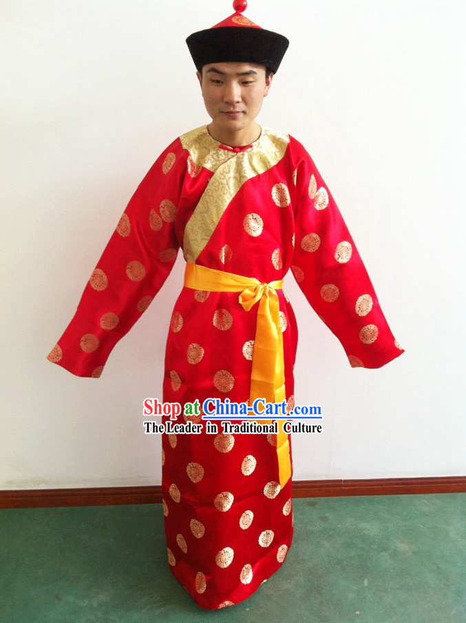 Traditional Chinese Waiter Robe and Hat