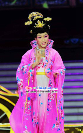 Drunkened Concubine High Collar Stage Performance Costumes and Wig