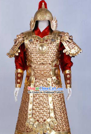Huang Jin Jia Movie and Television Play General Armor Costumes and Helmet for Men
